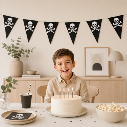 Guirlande Fanion Pirate | Fanions Noirs Anniversaire Enfant