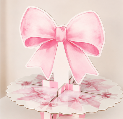 Pink Bow Disposable Cake Stand Theme Birthday Party Decoration Girl for Coquette Birthday Bridal Party Supplies Cake Decorations