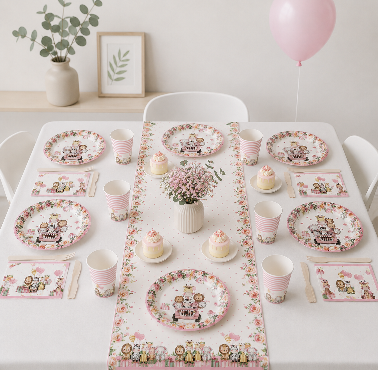 Decoration table pour anniversaire | Safari Rose