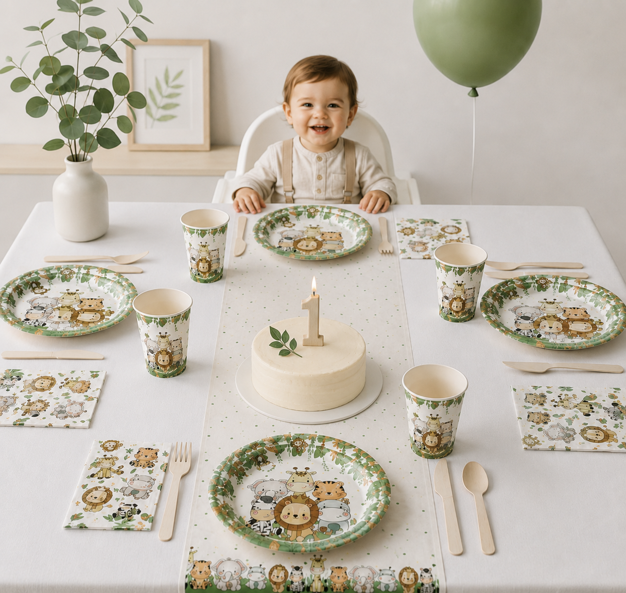 decoration table pour anniversaire | Safari 51 Pièces