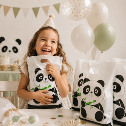 10-30pcs Panda Theme Gift Bags Kids Favors Birthday Party Decoration Plastic Loot Bags Candy Bag Cute Animals Party Supplies