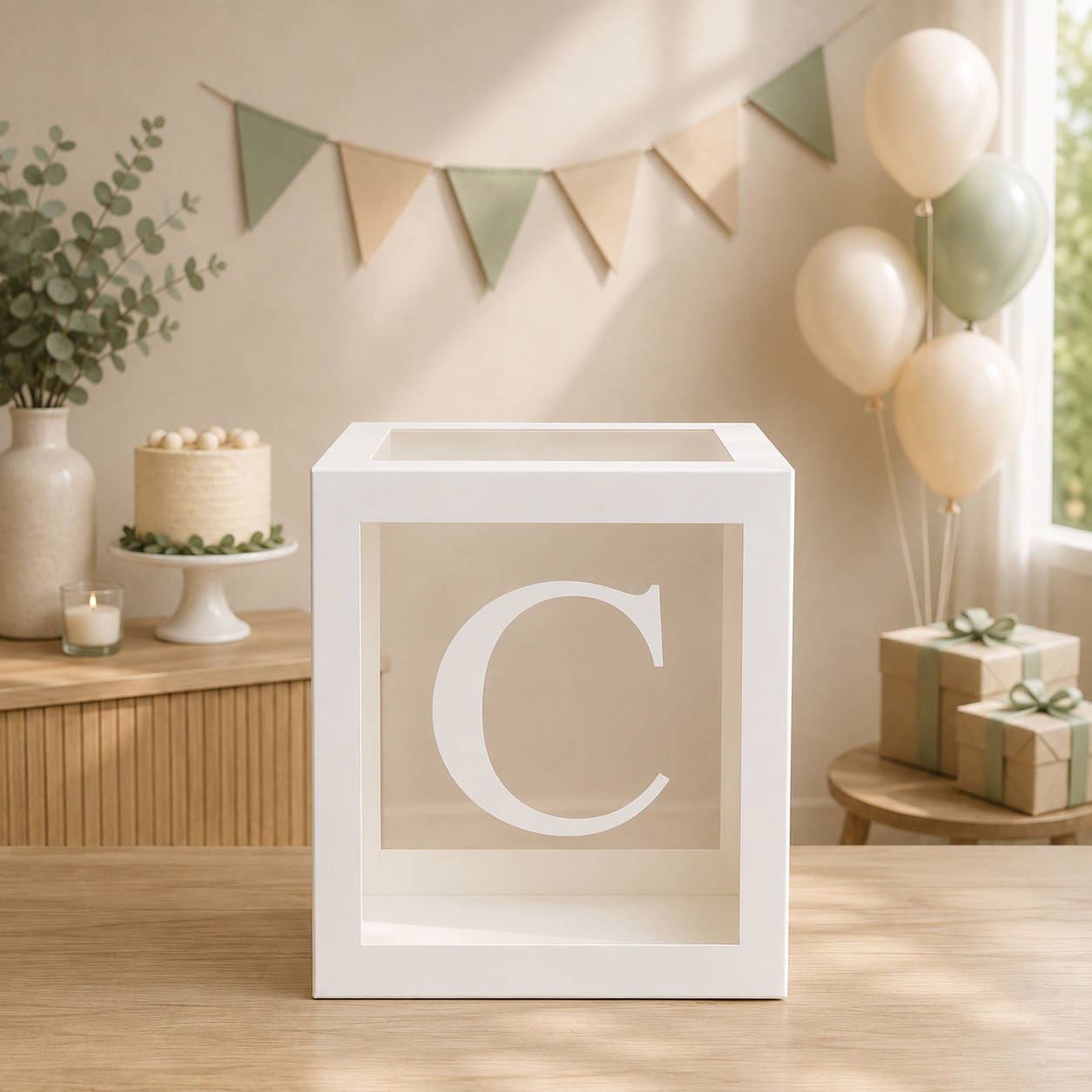 Boîte Anniversaire Transparente | Lettre Personnalisable | 25 cm