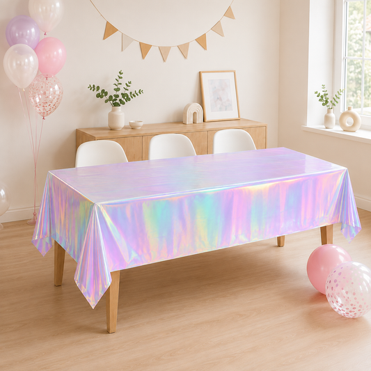 Nappe Holographique Anniversaire | 137 × 183 cm | Effet Irisé