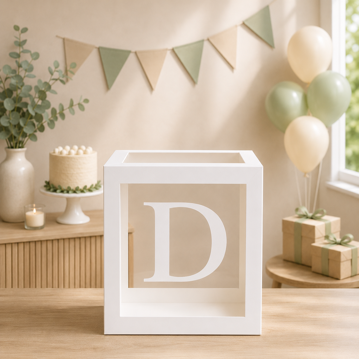 Boîte Anniversaire Transparente | Lettre Personnalisable | 25 cm