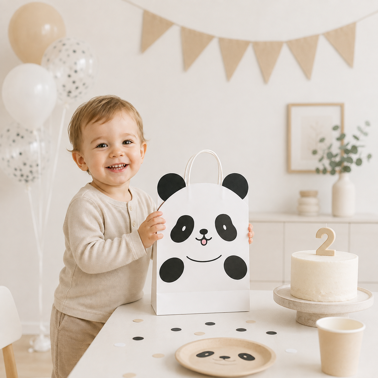 Sac Cadeau Anniversaire Panda | Lot de 10, 20 ou 30 Sacs