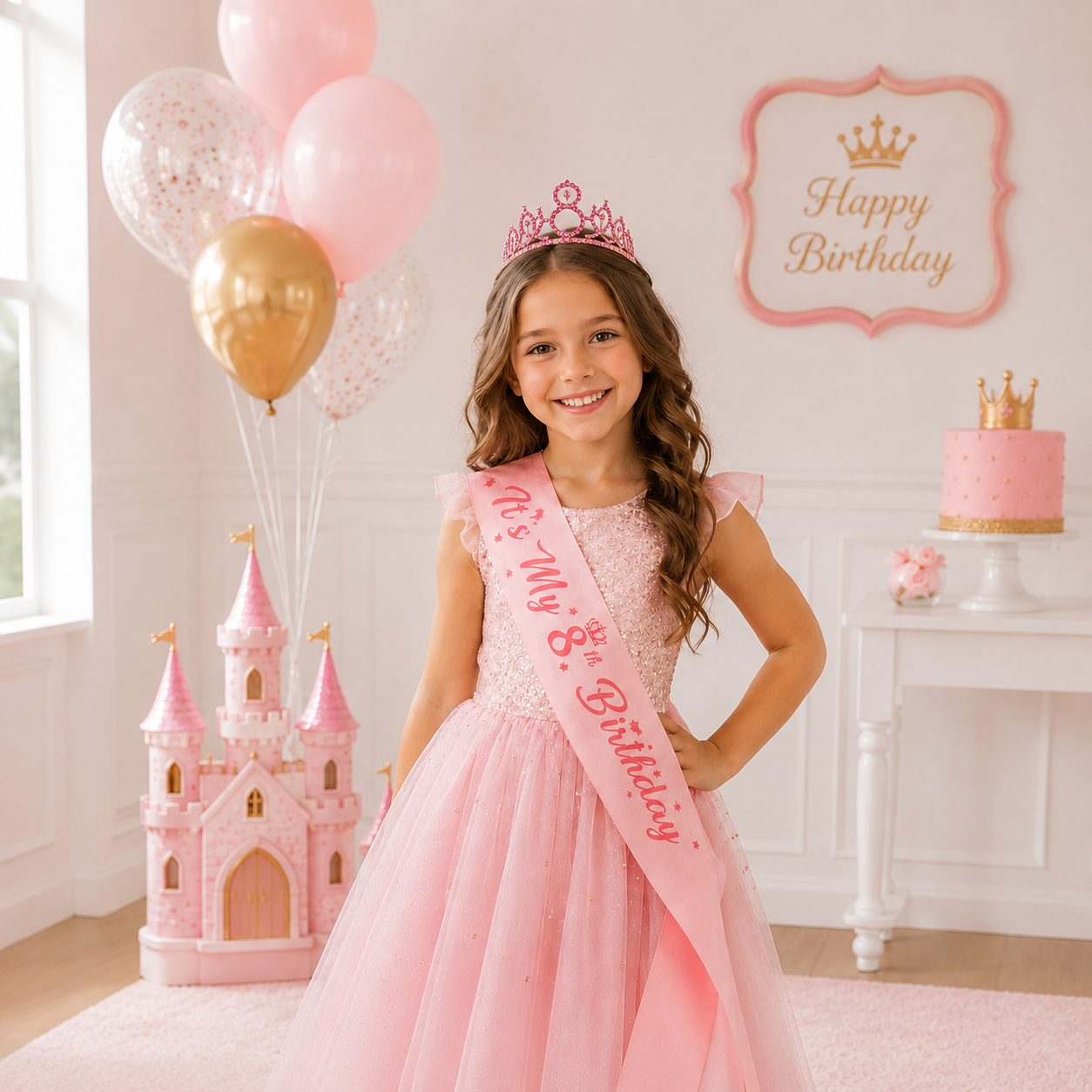 2pc/set Birthday Tiara Crown Sash Women Girls This Is My 4Th 5Th 6Th 7Th 8Th 9Th 10Th 13Th 16Th Birthday Party Decoration Gifts