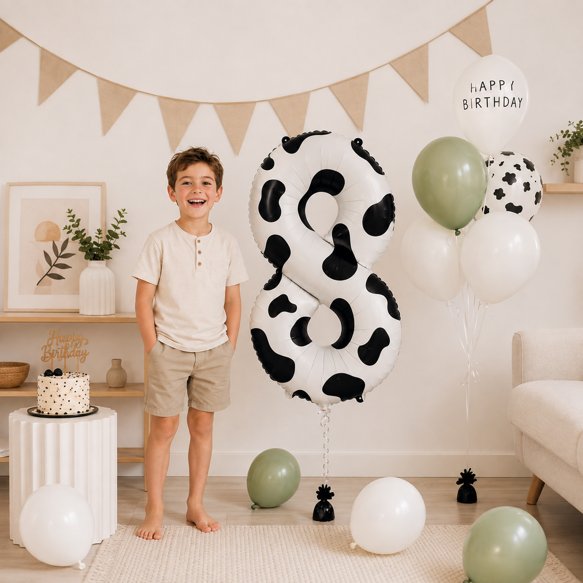 Ballon Chiffre Imprimé Vache 40 Pouces | Décoration Anniversaire