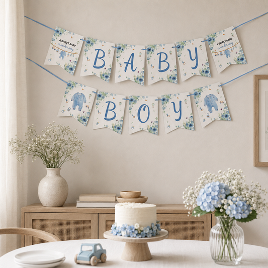 Guirlande Baby Shower Garçon | Décoration Suspendue