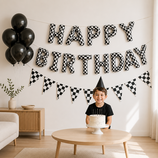 Banderole Joyeux Anniversaire | Ballons | Fanions Damier Course