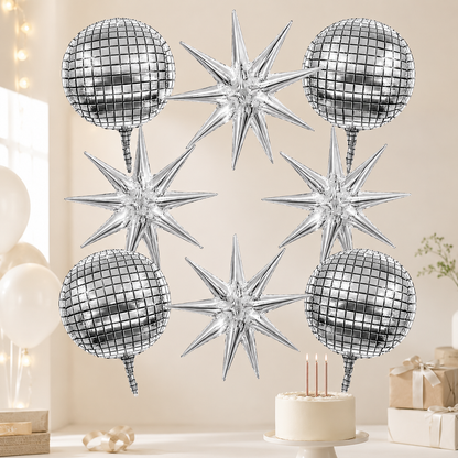 Ballon anniversaire boule disco etoile gateau bougie cadeaux