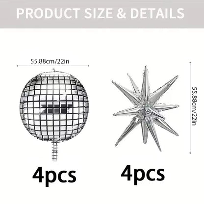 Ballon anniversaire boule disco etoile quantité