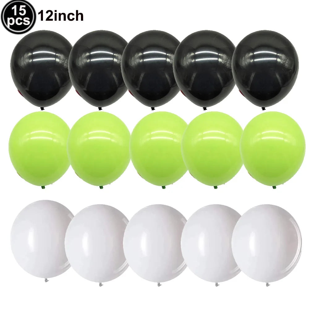 Ballon anniversaire football latex noir vert blanc
