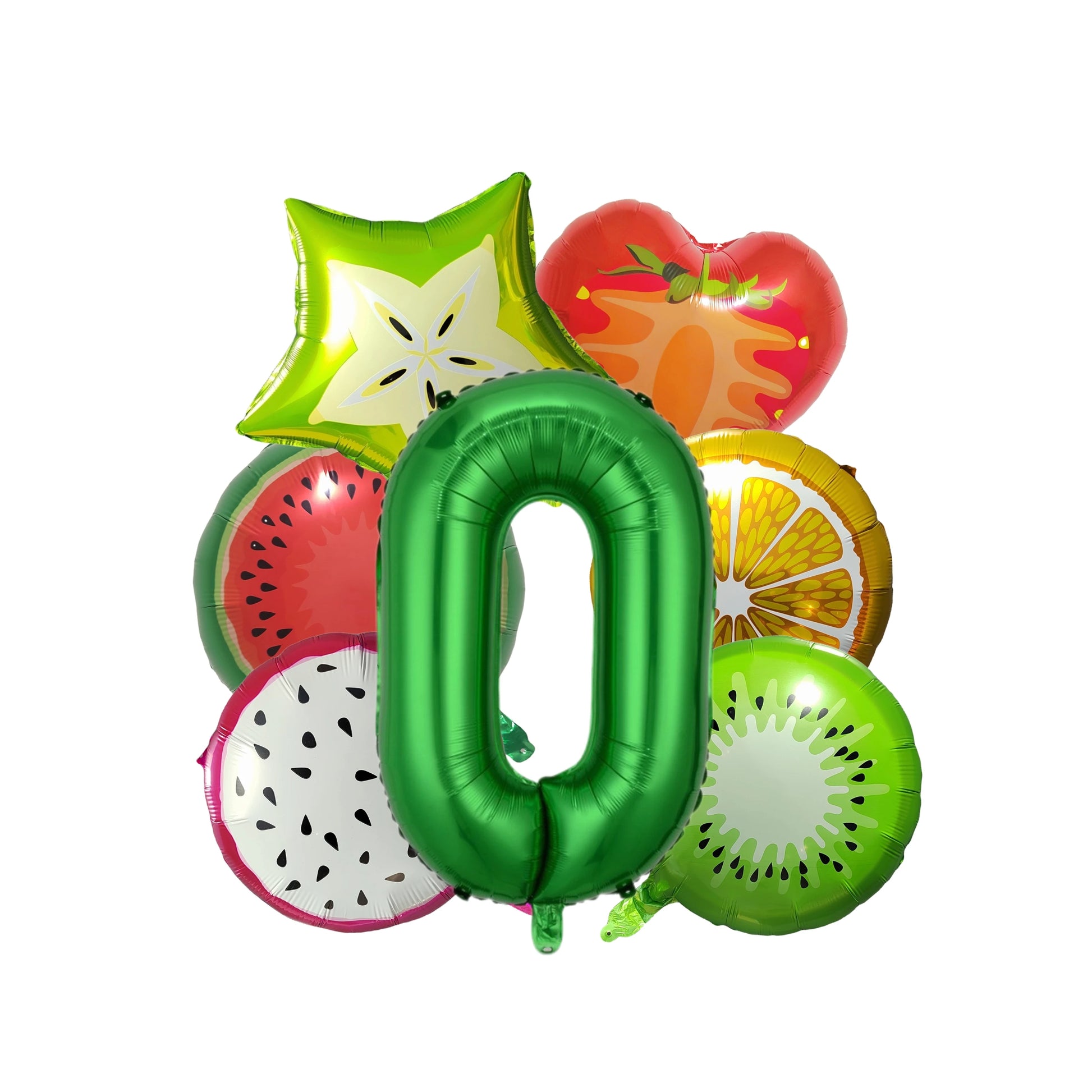 Ballon anniversaire fruits kiwi melon fraise orange numero 0