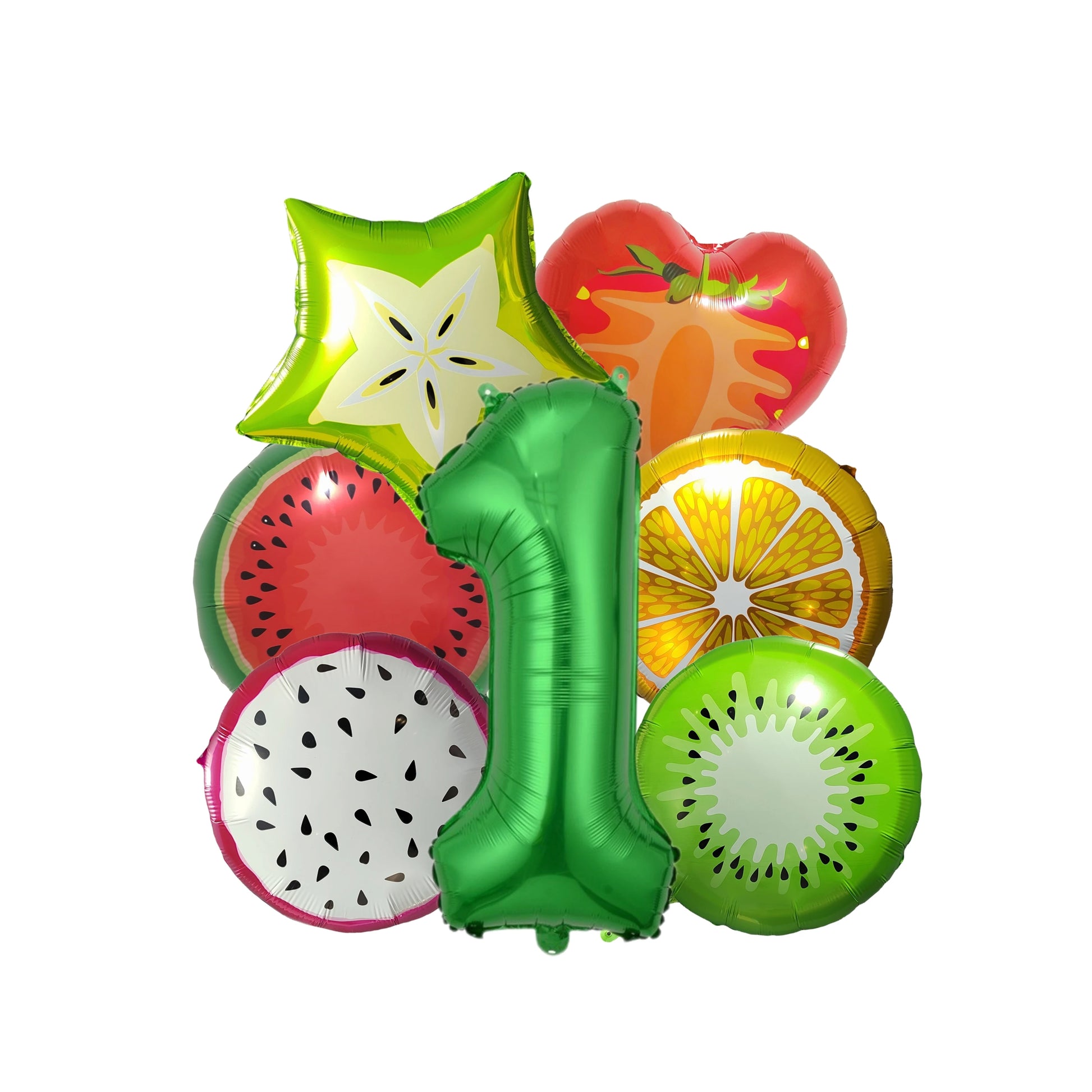 Ballon anniversaire fruits kiwi melon fraise orange numero 1
