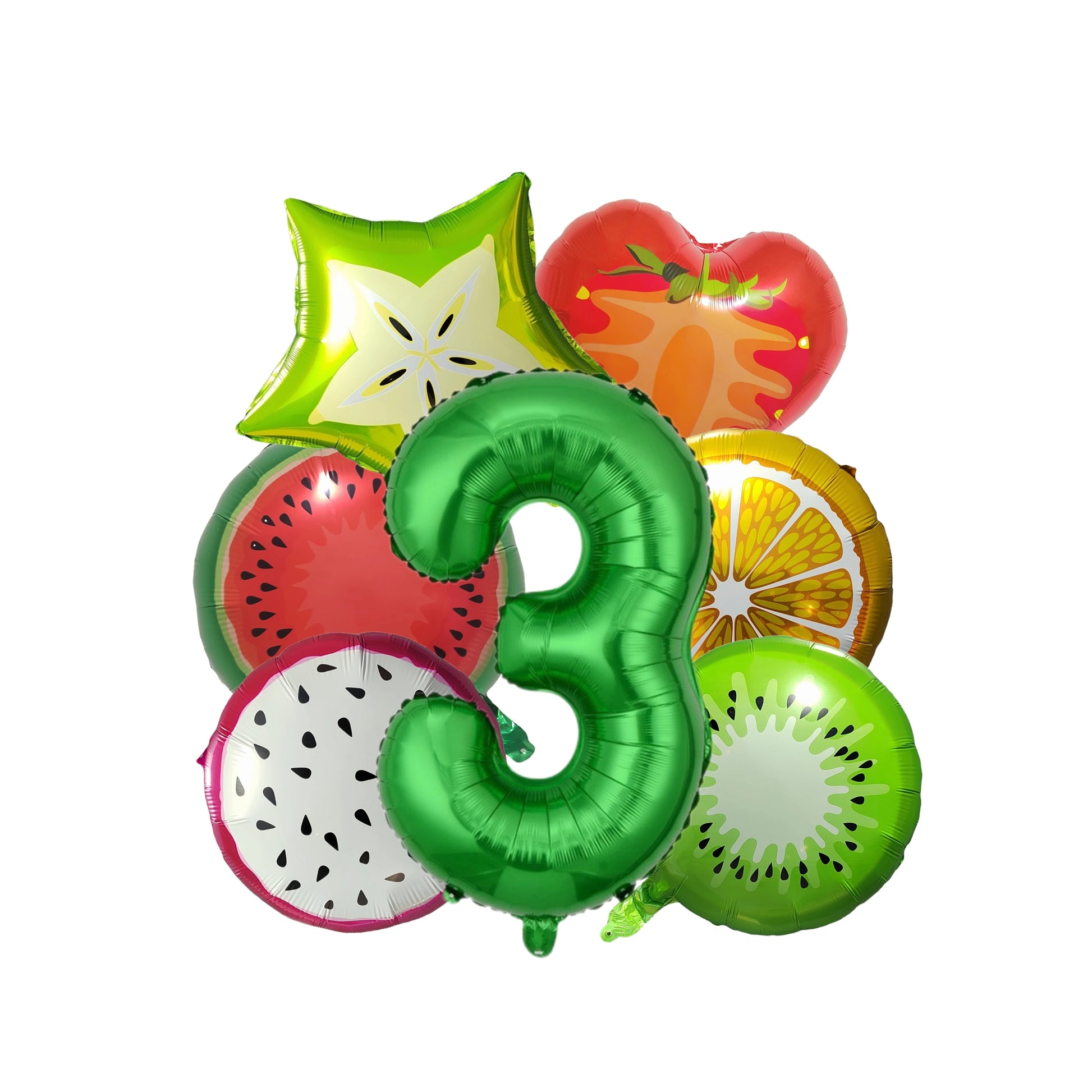 Ballon anniversaire fruits kiwi melon fraise orange numero 3
