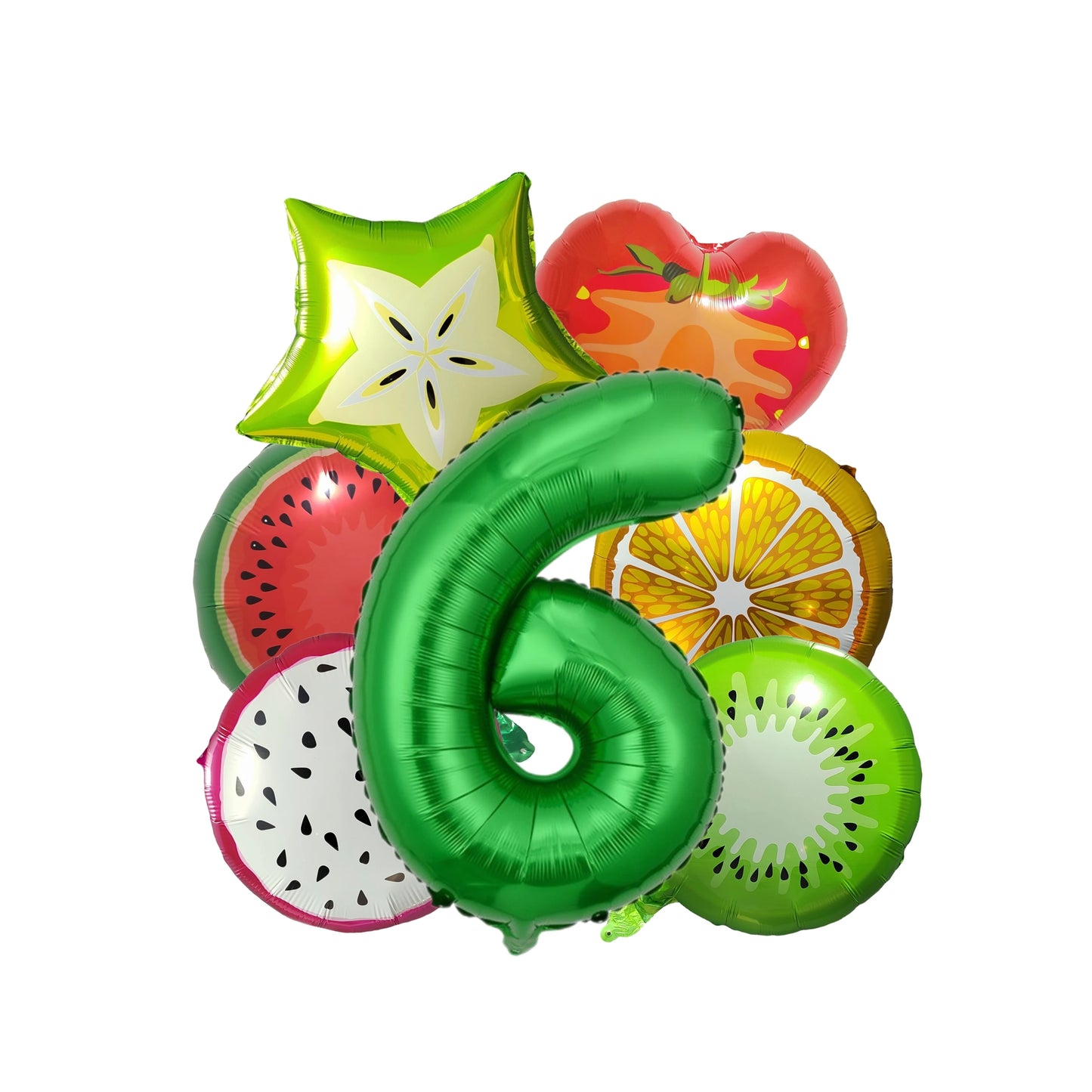 Ballon anniversaire fruits kiwi melon fraise orange numero 6