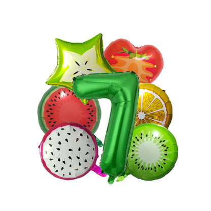 Ballon anniversaire fruits kiwi melon fraise orange numero 7