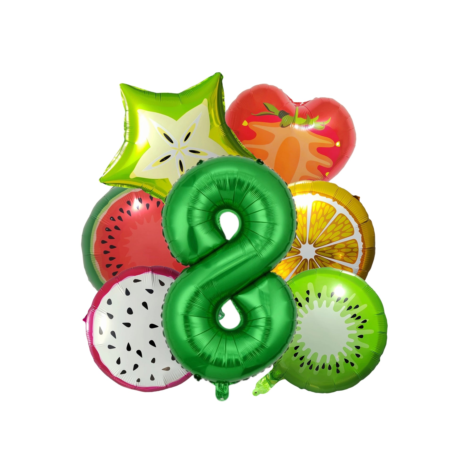 Ballon anniversaire fruits kiwi melon fraise orange numero 8