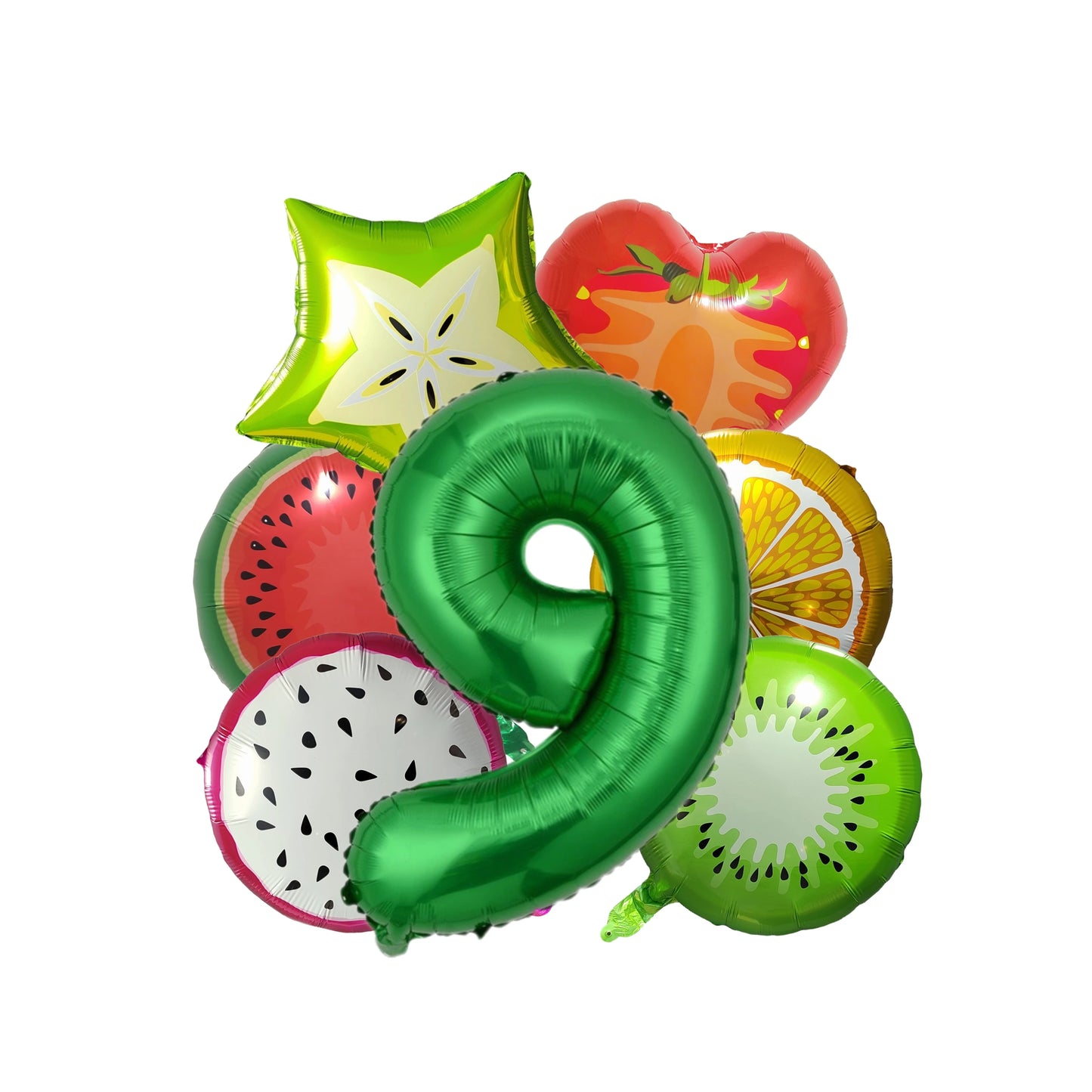Ballon anniversaire fruits kiwi melon fraise orange numero 9