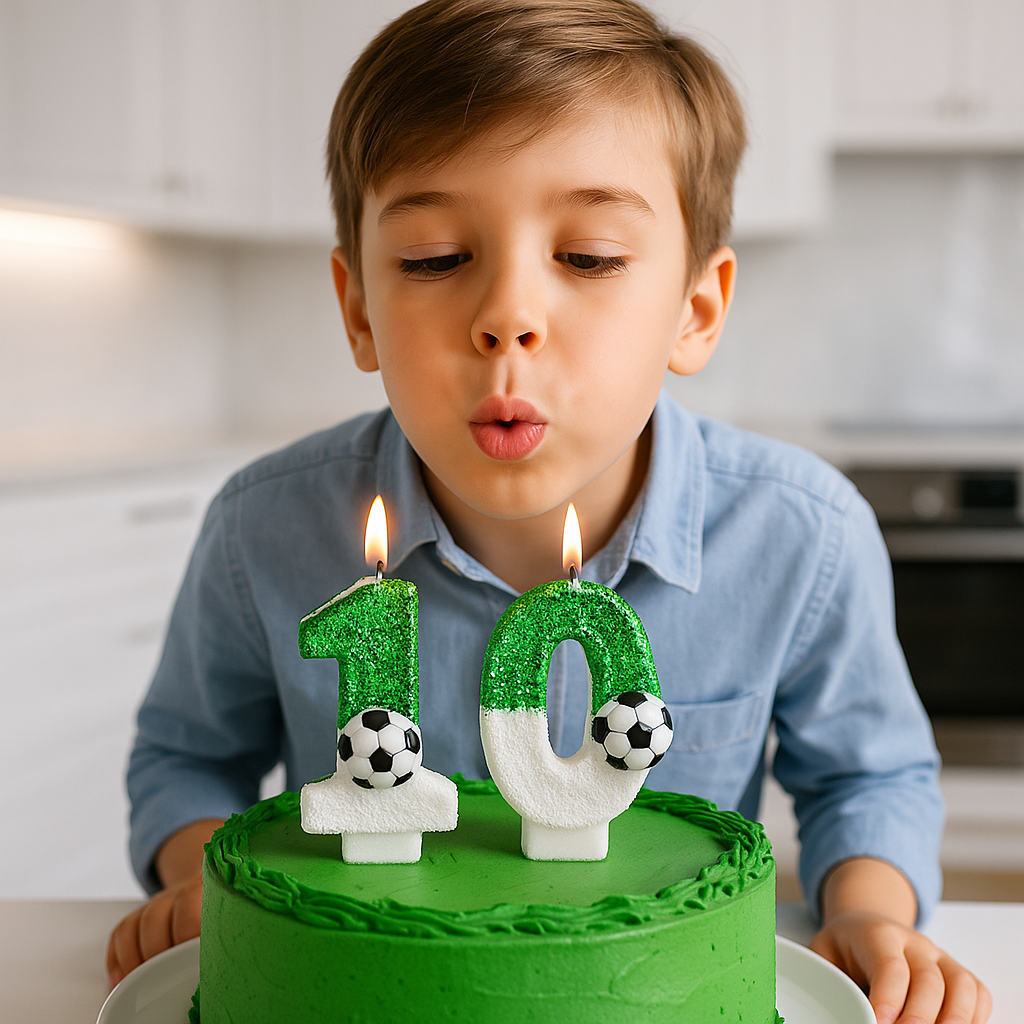 Bougie anniversaire football garcon souffle
