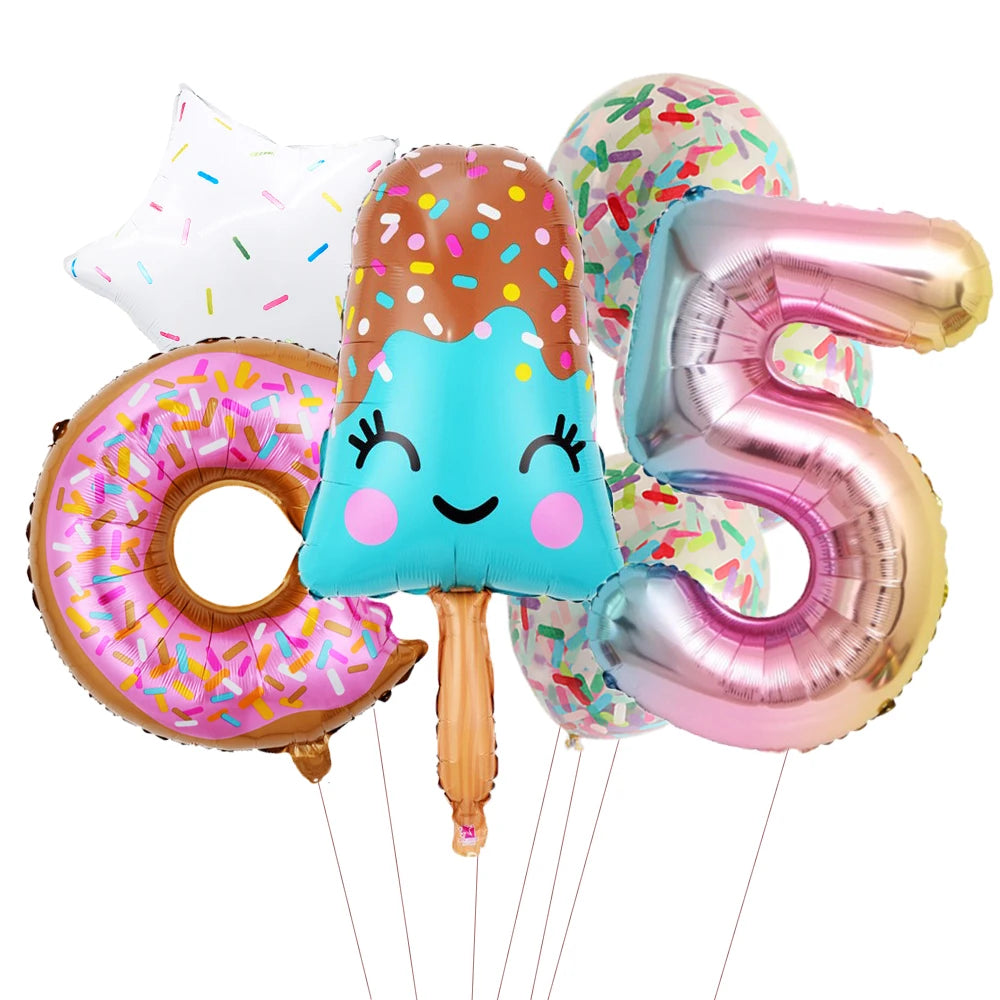 Ensemble fudge donut confetti chiffre cinq