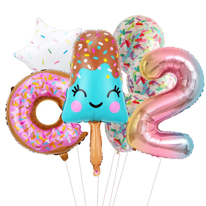 Ensemble fudge donut confetti chiffre deux