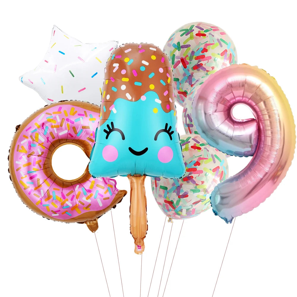 Ensemble fudge donut confetti chiffre neuf