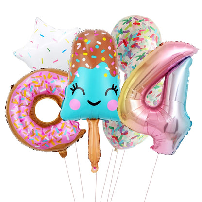 Ensemble fudge donut confetti chiffre quatre