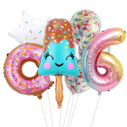 Ensemble fudge donut confetti chiffre six