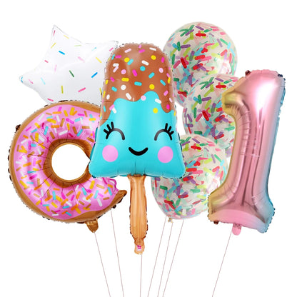Ensemble fudge donut confetti chiffre un