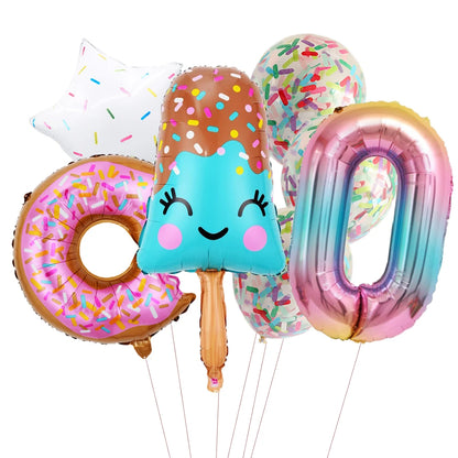 Ensemble fudge donut confetti chiffre zero
