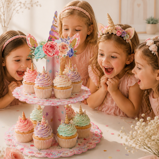 Filettes impressionnées support cupcakes licornes