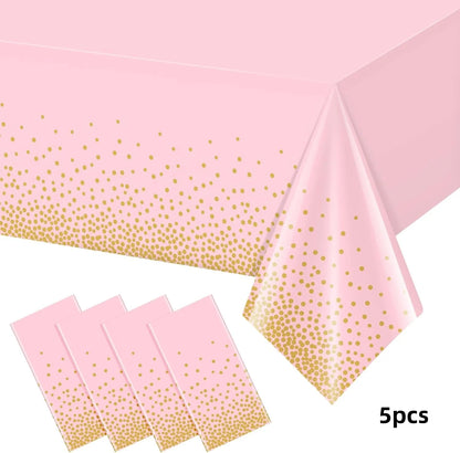5pcs Premium Disposable Table Cloth Table Cloths for Parties Decorative Tablecloths for Rectangle Tables，Disposable Tablecloths