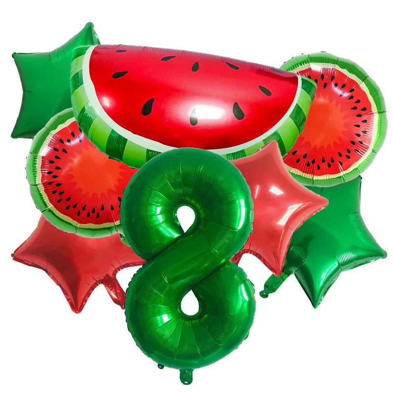 10Pcs New Summer Watermelon  Balloon Birthday Fruit Party Decoration Aluminum Film Balloon Set Party Balloon Decoration