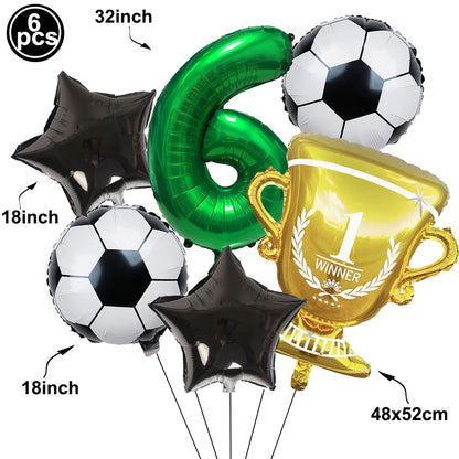 Soccer Birthday Decorations Soccer Ball Gold Trophy Red Blue Number Balloons Set Soccer Sports Theme Boy Birthday Party Decor