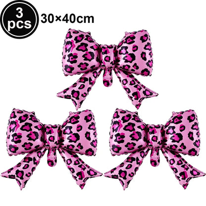 Ballon Chiffre Léopard Rose| Noeud | Lot de 6 Pièces
