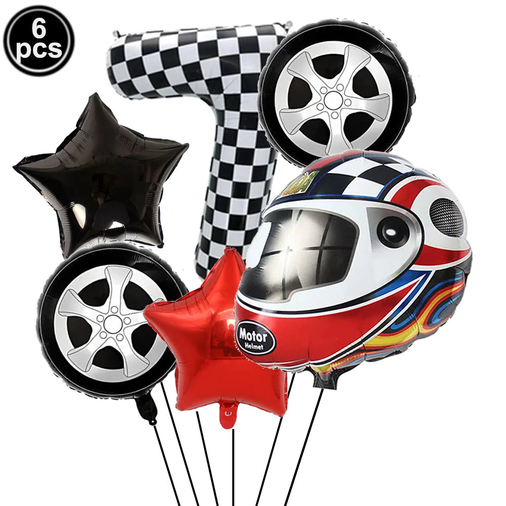 Ballons anniversaire | Thème Casque de Moto | 6 pièces