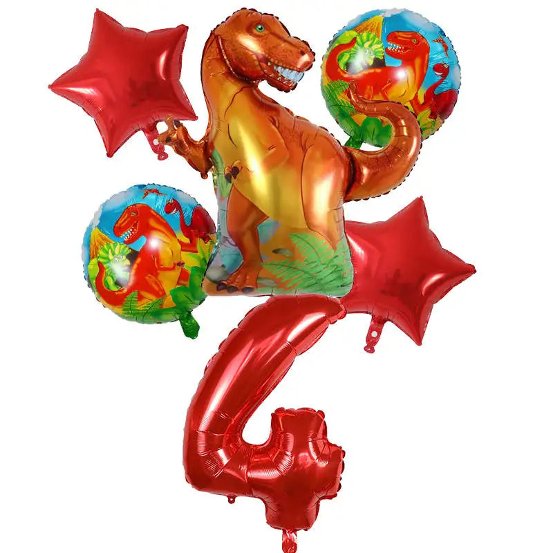 6Pcs Big Dinosaur Foil Balloons Blue Green Number Balloons Dinosaur Party Dino Theme Animal Birthday Party Decoration Kids Toy