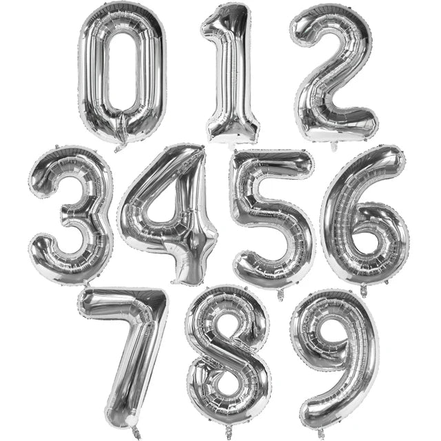 Ballon chiffre | Argent | 40 pouces | 0 à 9