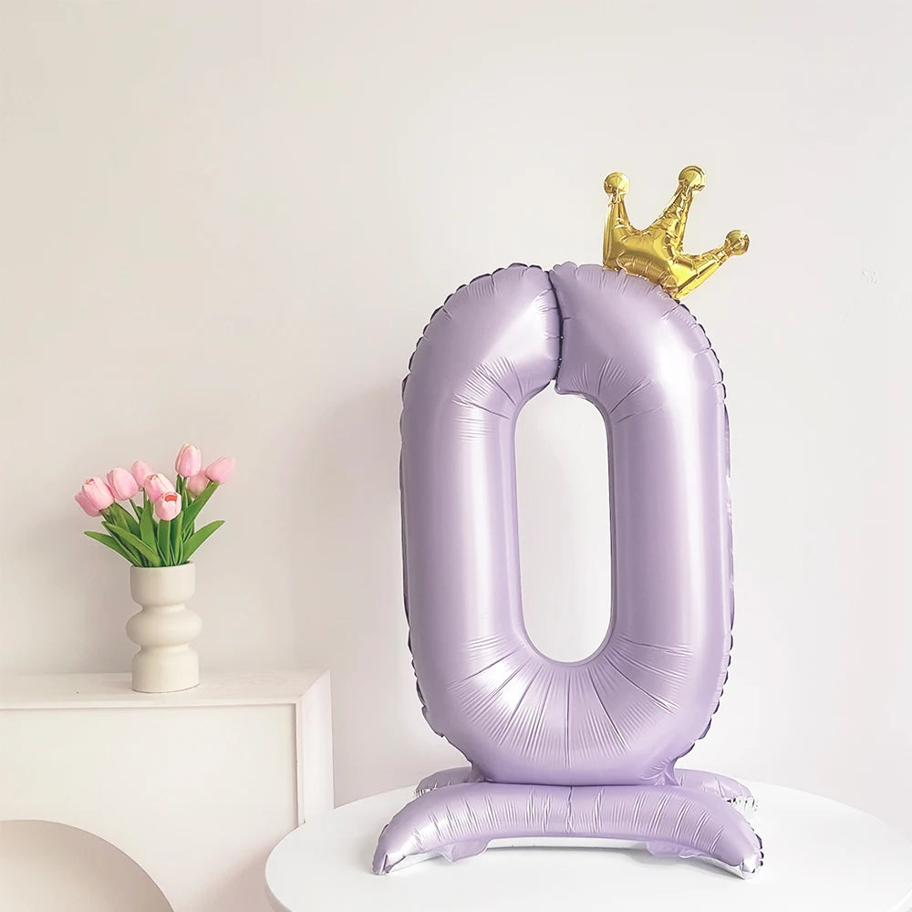 Standing matte purple crown digital aluminum foil balloon is suitable for birthday party interior decoration photo props