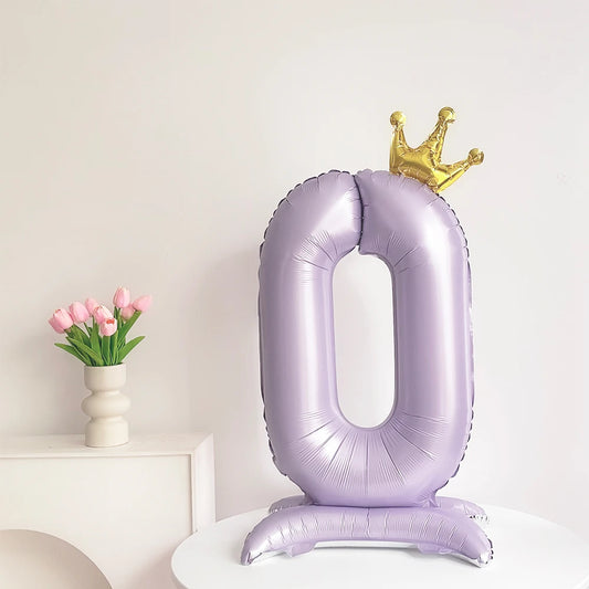 Standing matte purple crown digital aluminum foil balloon is suitable for birthday party interior decoration photo props