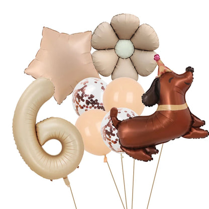 Ballon Anniversaire Chien | Lot de 8 Pièces