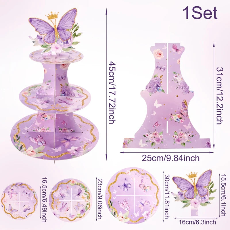 Presentoir cupcake | 3 niveaux papillons