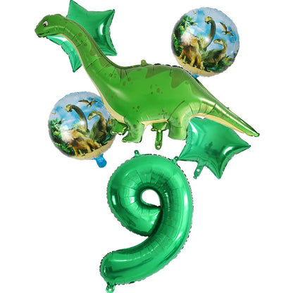6Pcs Big Dinosaur Foil Balloons Blue Green Number Balloons Dinosaur Party Dino Theme Animal Birthday Party Decoration Kids Toy