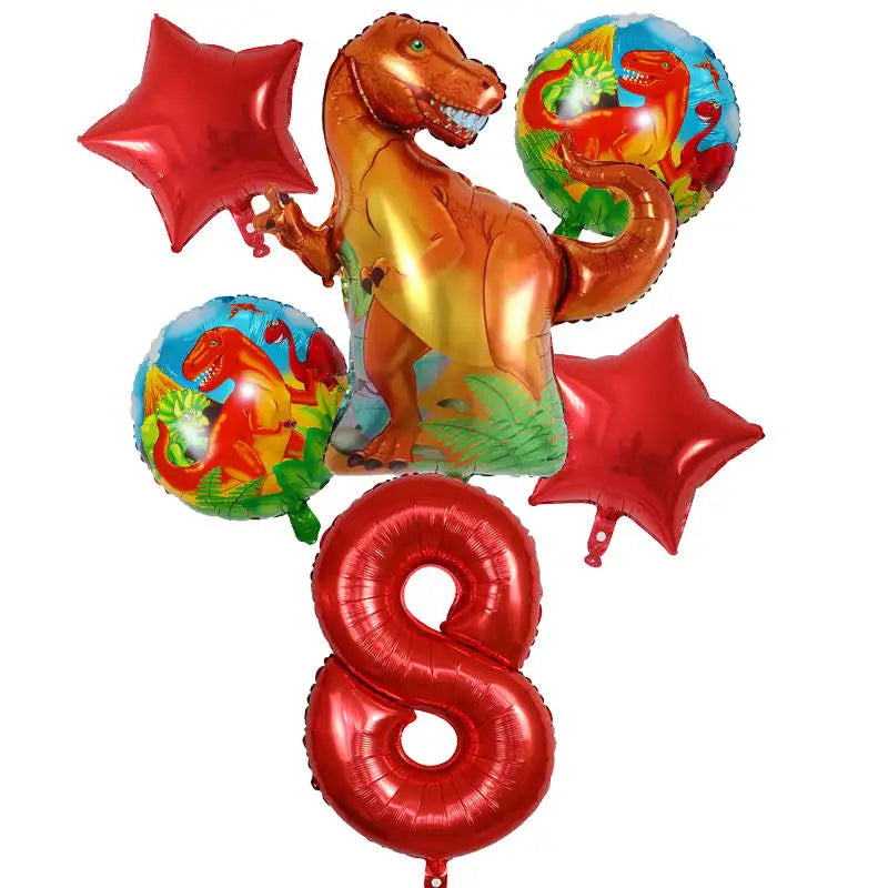 6Pcs Big Dinosaur Foil Balloons Blue Green Number Balloons Dinosaur Party Dino Theme Animal Birthday Party Decoration Kids Toy