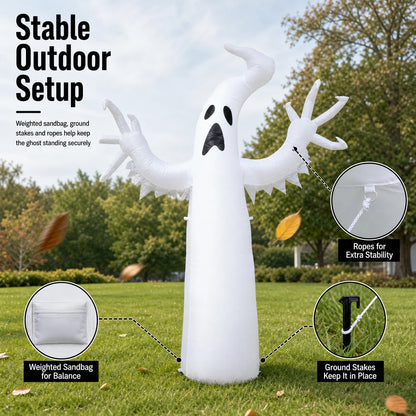 Fantôme gonflable Halloween lumineux 1,80 m | Décoration Halloween