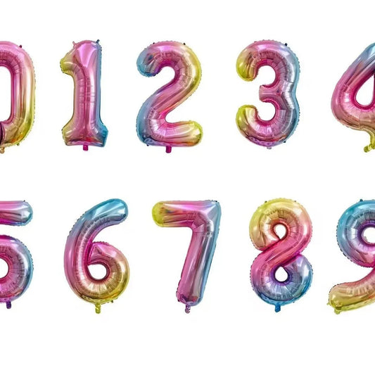 Ballon chiffre | Pastel multicolore | 32 pouces | 0 à 9