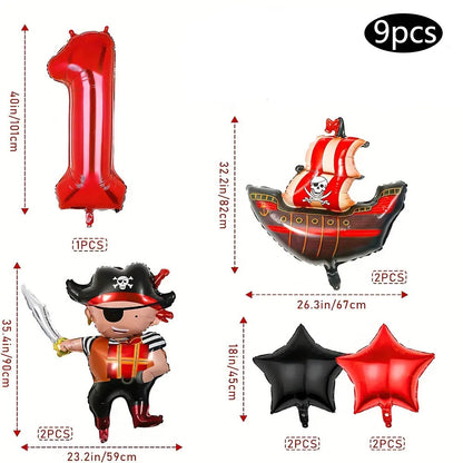 Ballons Anniversaire Pirate | Lot de 9 pièces