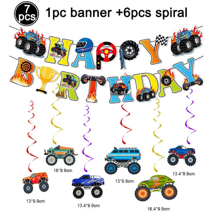 1set Monster Truck Balloons 40inch Number Balloon Set Monster Truck Birthday Balloon Baby Shower Race Car Party Decor Supplies