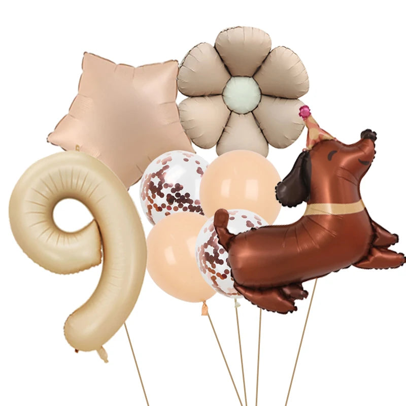 Ballon Anniversaire Chien | Lot de 8 Pièces